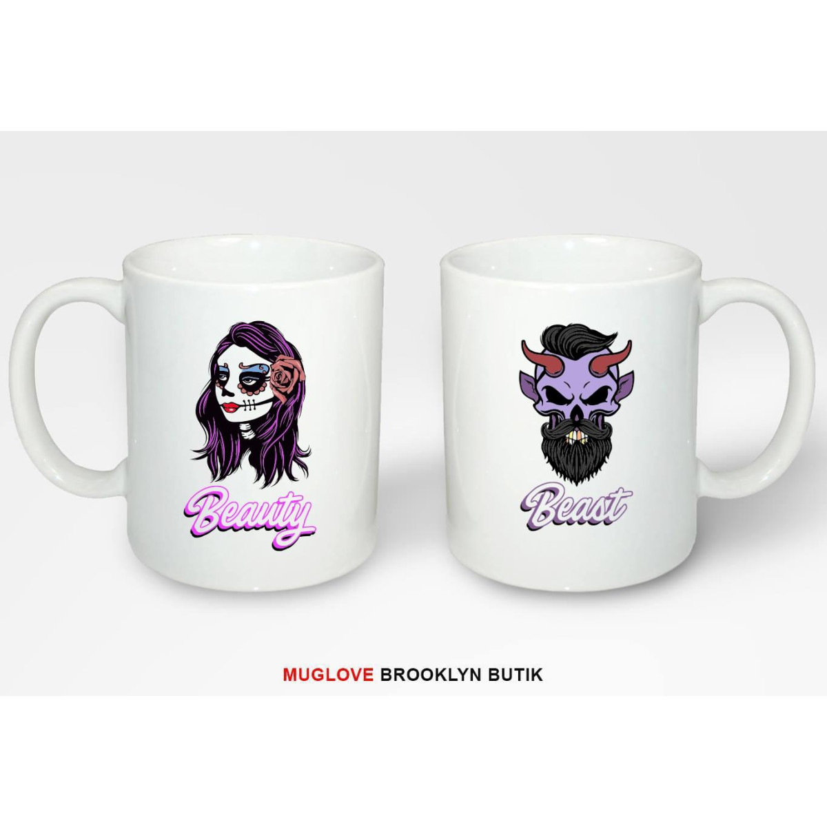 Kubki z nadrukiem 2 sztuki BEAUTY & BEAST