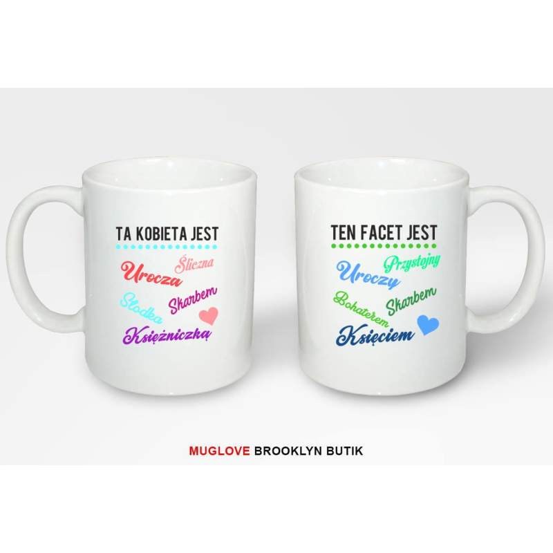 Kubki z nadrukiem 2 sztuki TA KOBIETA & TEN FACET