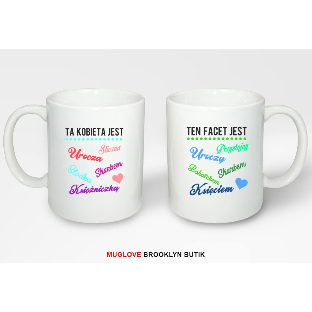Kubki z nadrukiem 2 sztuki TA KOBIETA & TEN FACET