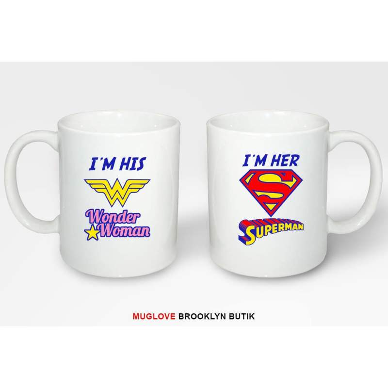 Kubki z nadrukiem 2 sztuki WONDER WOMAN & SUPERMAN