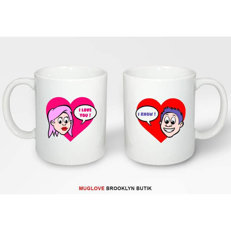 Kubki z nadrukiem 2 sztuki I LOVE YOU & I KNOW