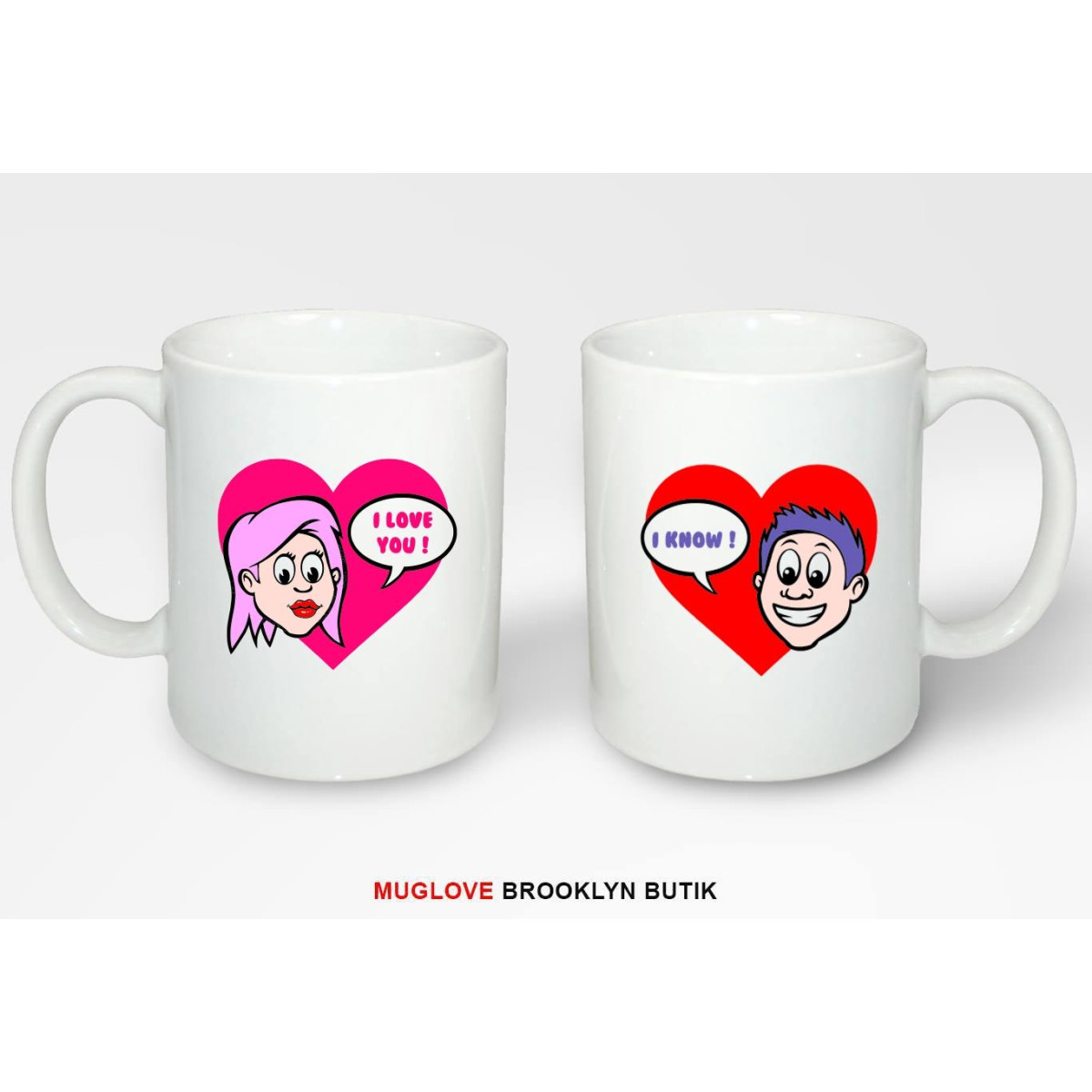 Kubki z nadrukiem 2 sztuki I LOVE YOU & I KNOW