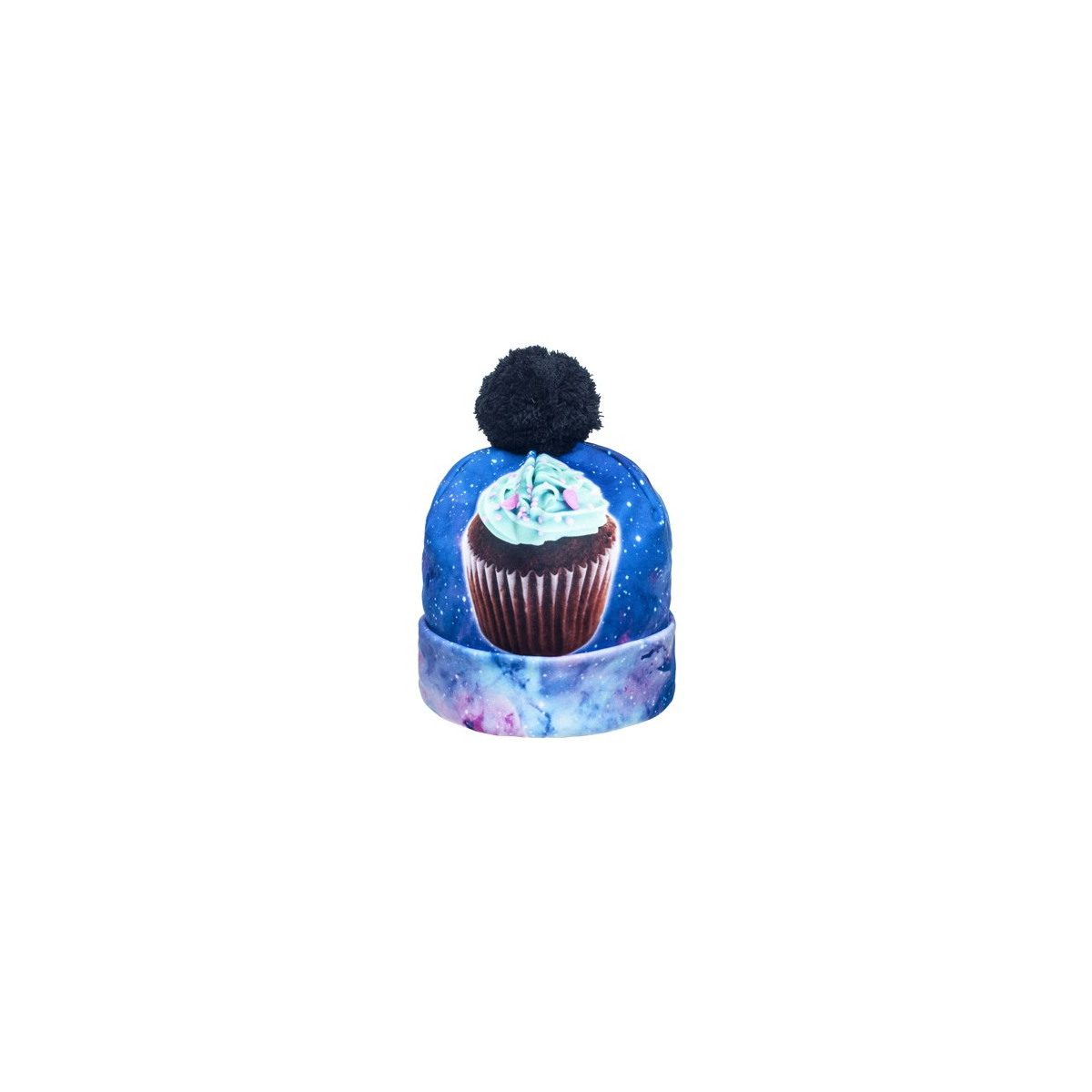 CZAPKA pompon FULLPRINT GALAXY MUFFIN