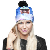 CZAPKA pompon FULLPRINT GALAXY MUFFIN