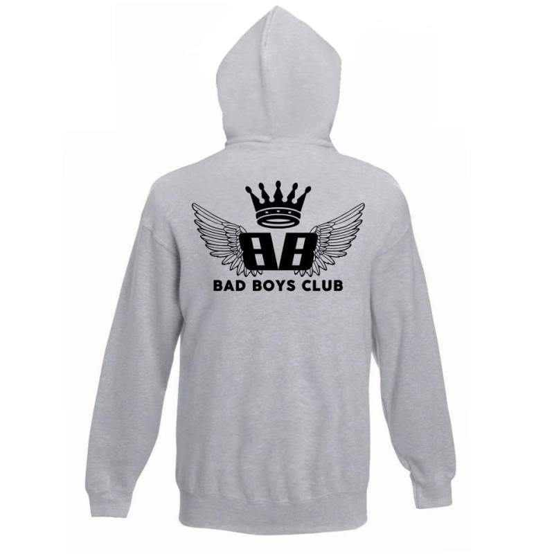 bluza z kapturem BBC WINGS szary - napis z tyłu