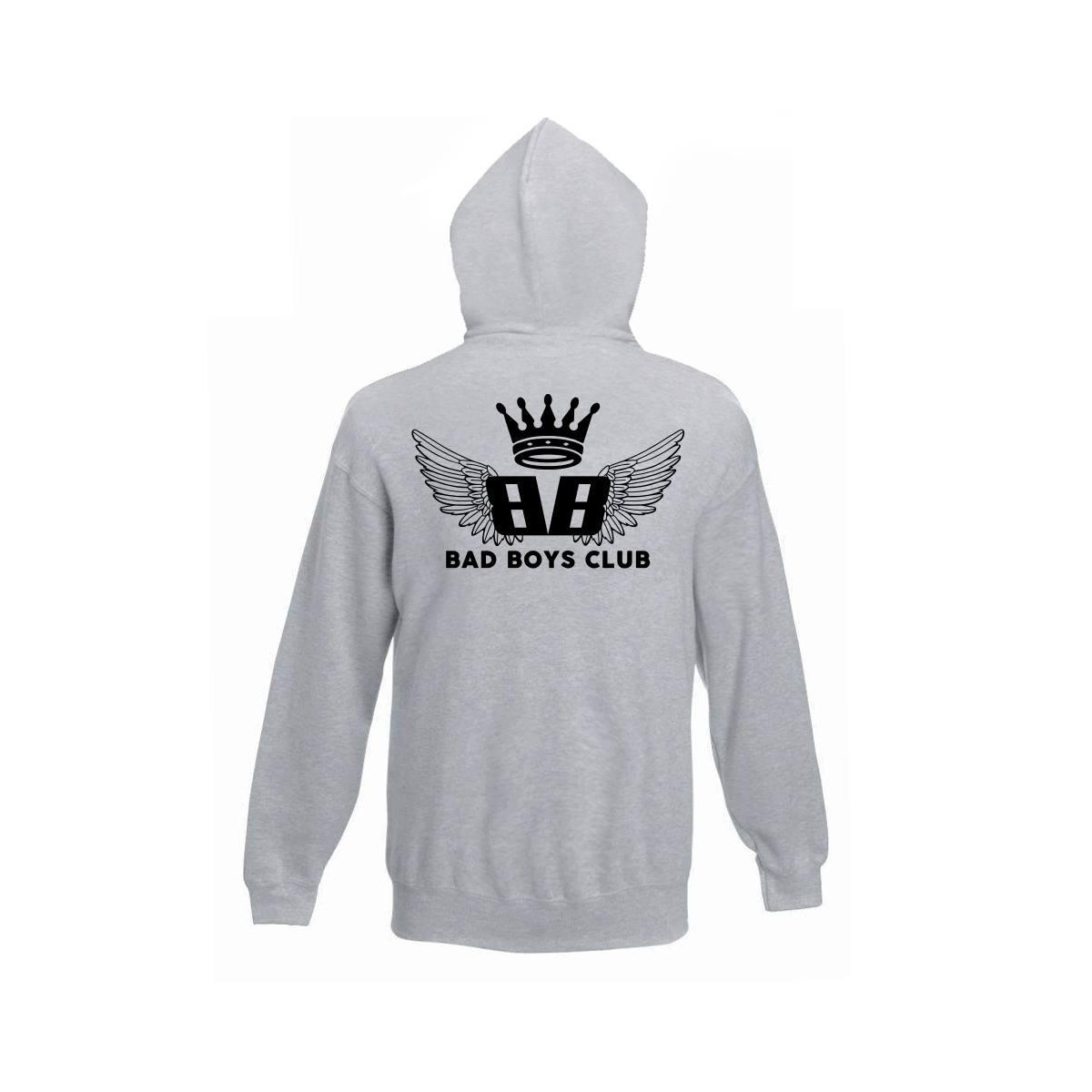 bluza z kapturem BBC WINGS szary - napis z tyłu