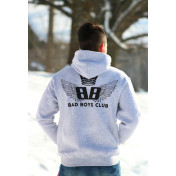 bluza z kapturem BBC WINGS szary - napis z tyłu