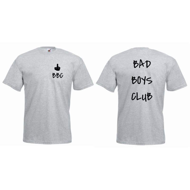 T-shirt oversize BAD BOYS CLUB tył&przód SZARY