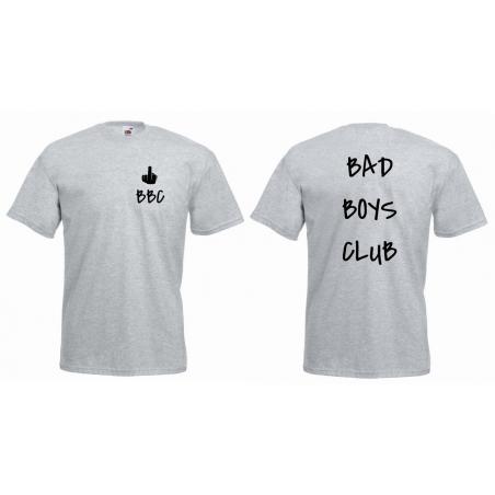 T-shirt oversize BAD BOYS CLUB tył&przód SZARY