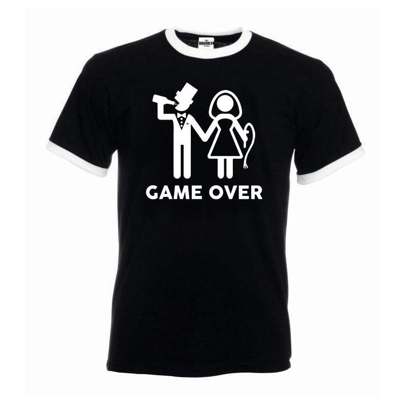 Koszulka z napisem GAME OVER czarno biała