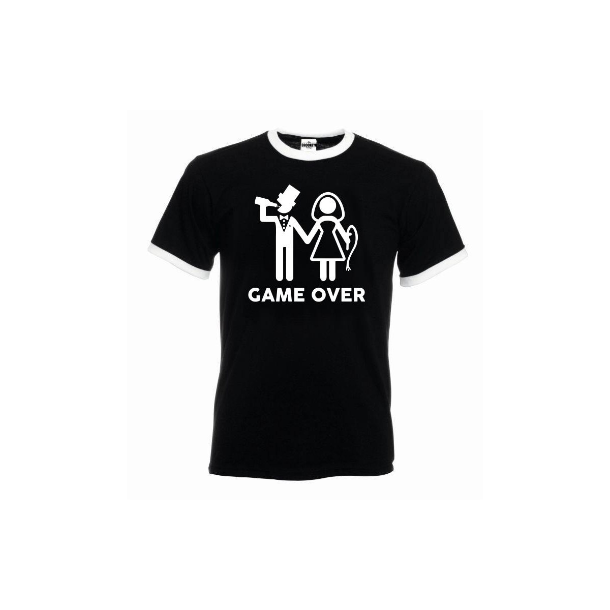 Koszulka z napisem GAME OVER czarno biała
