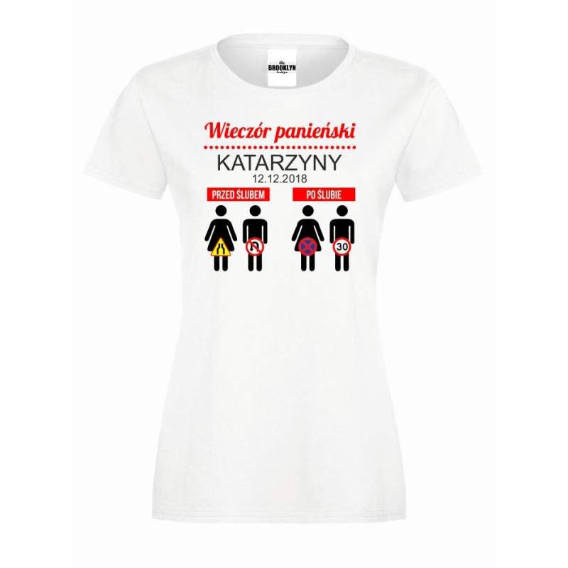 T-shirt lady DTG PRZED I PO (własne napisy)