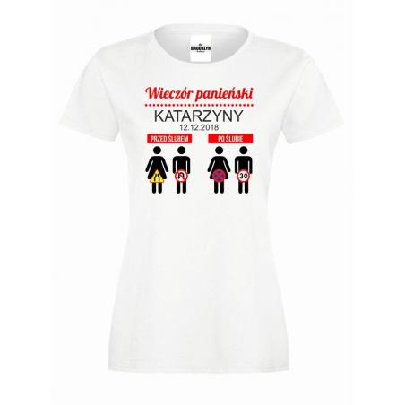 T-shirt lady DTG PRZED I PO (własne napisy)