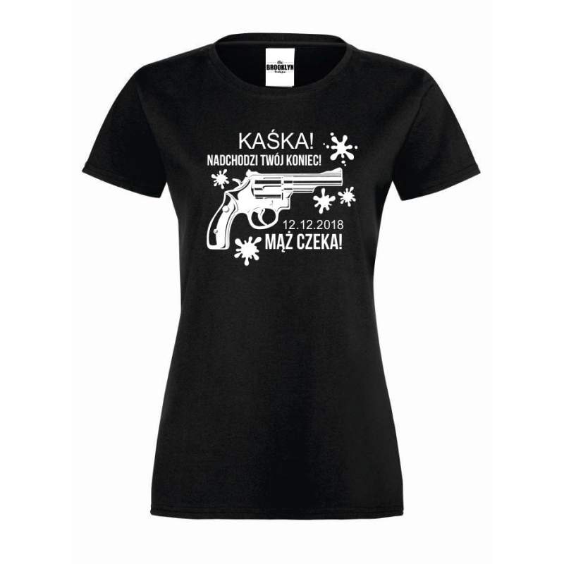 T-shirt lady MĄŻ CZEKA (własne napisy)