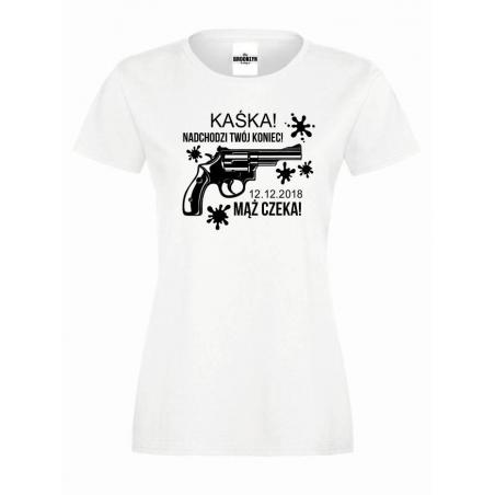T-shirt lady MĄŻ CZEKA (własne napisy)