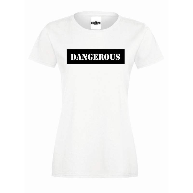 T-shirt lady slim DTG DANGEROUS BLACK