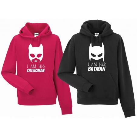 bluza z kapturem dla par Catwoman & Batman