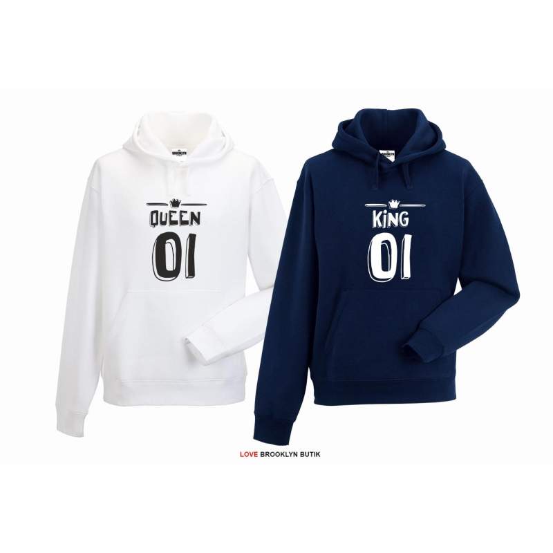 bluza z kapturem dla par Queen & King 3d