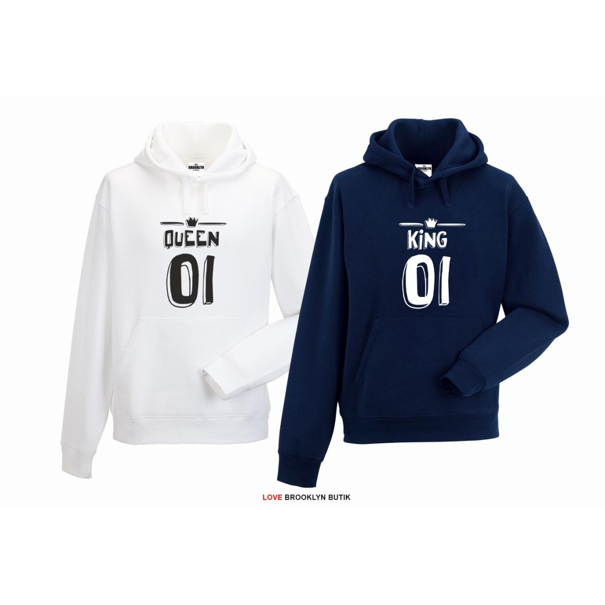 bluza z kapturem dla par Queen & King 3d