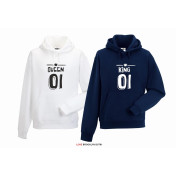 bluza z kapturem dla par Queen & King 3d