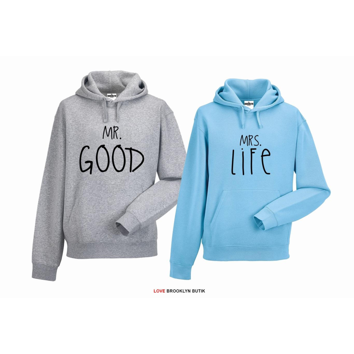 bluza z kapturem dla par Mrs. Life & Mr. Good