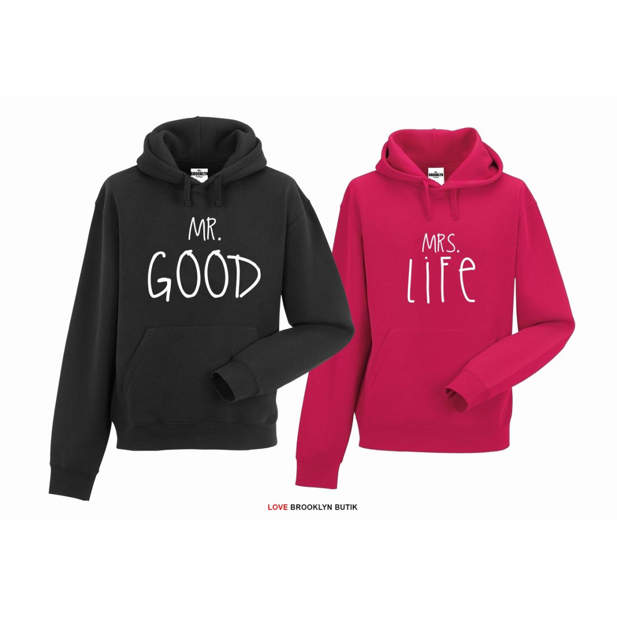 bluza z kapturem dla par Mrs. Life & Mr. Good