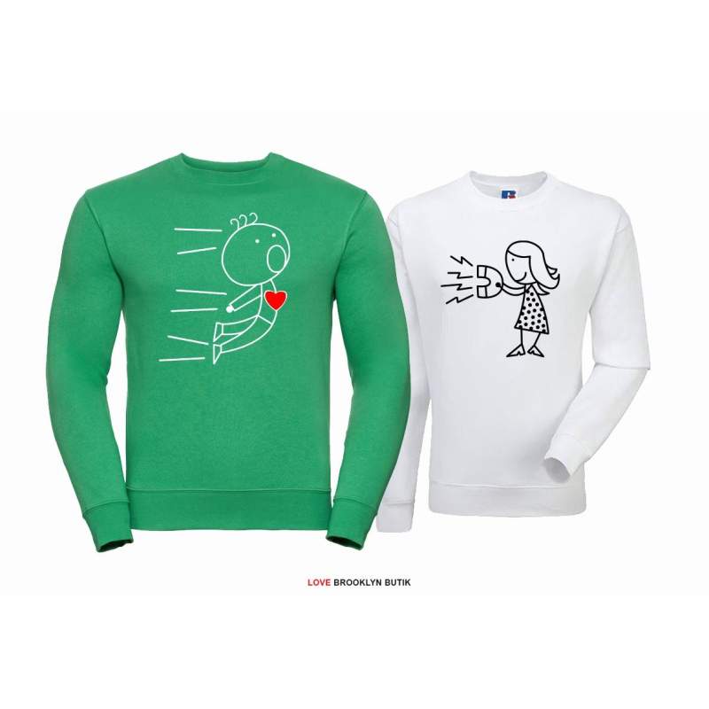 Bluza dla par ATTRACTION zielony - biały