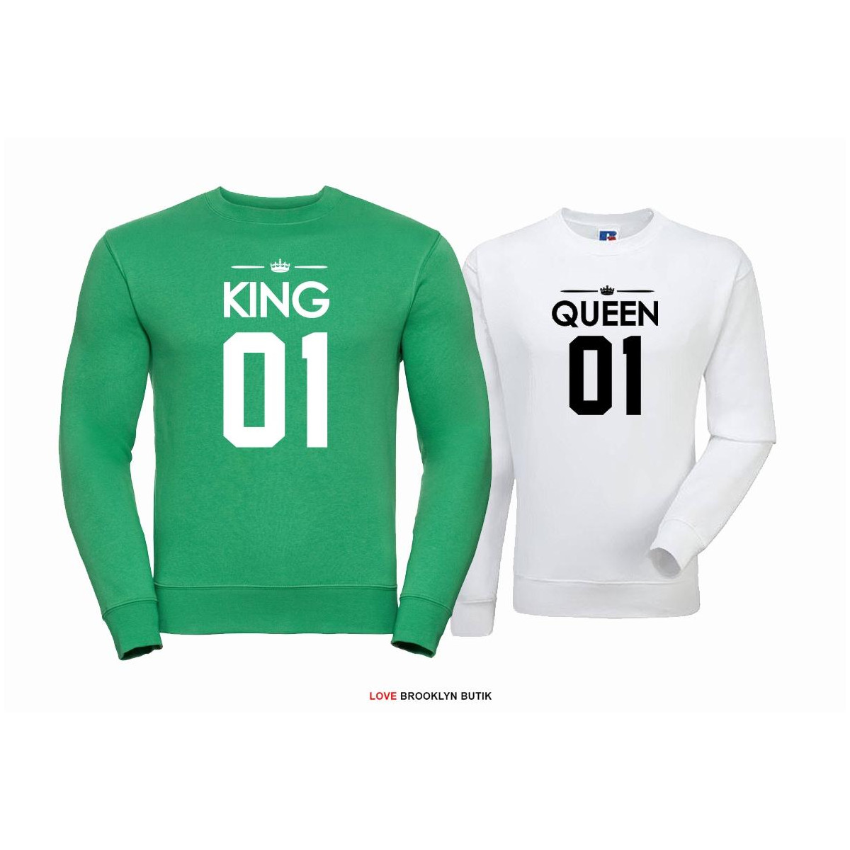 Bluza dla par Queen 01 & King 01 zielony - biały