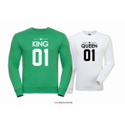Bluza dla par Queen 01 & King 01 zielony - biały