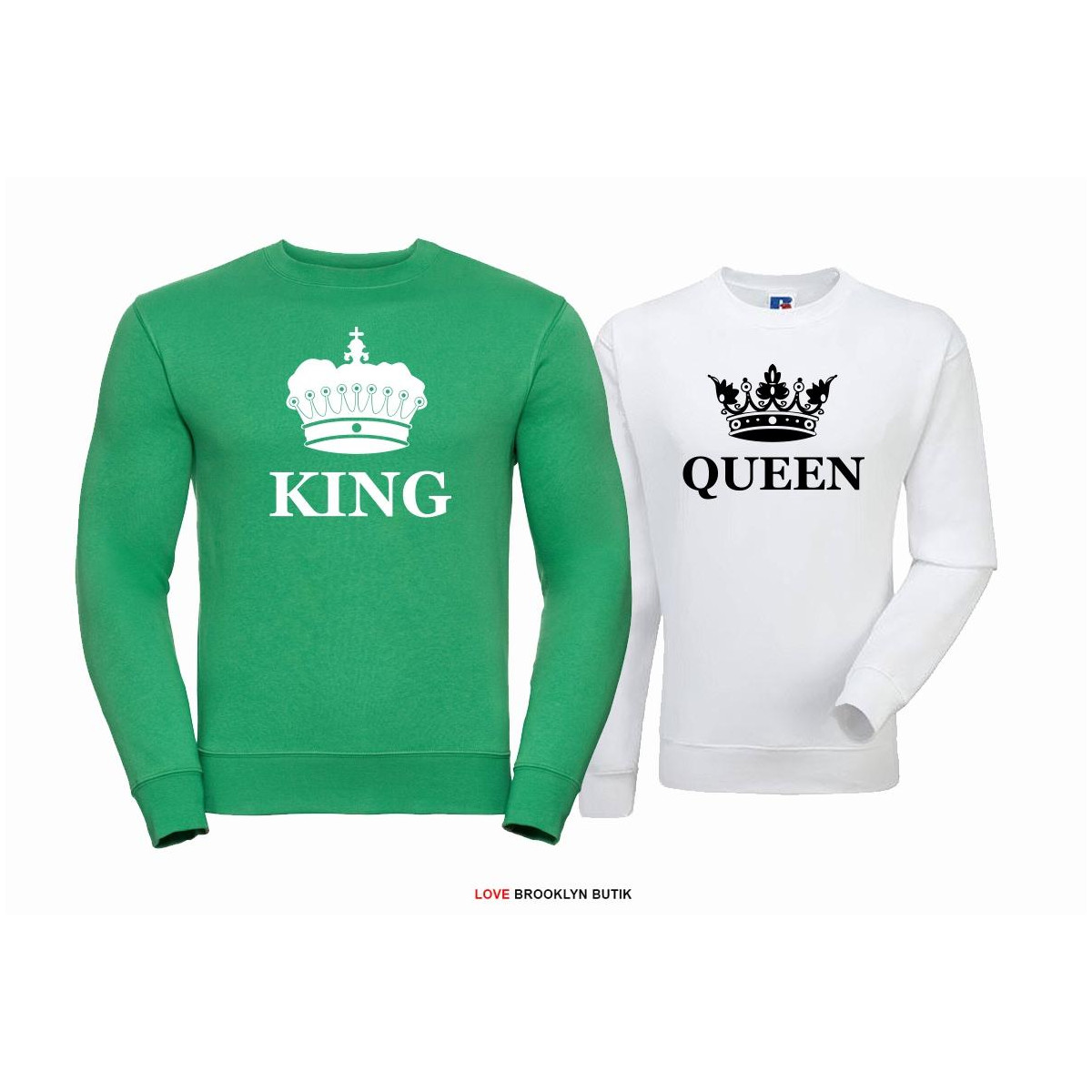 Bluza dla par Queen & King Corone zielony - biały