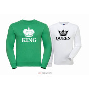 Bluza dla par Queen & King Corone zielony - biały