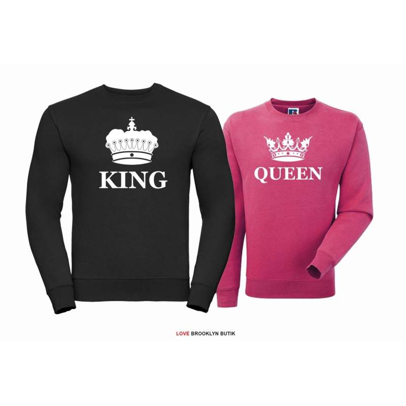 Bluza dla par Queen & King Corone czarny - fuksja