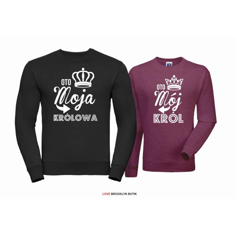 Bluza dla par Król & Królowa czarny-burgund