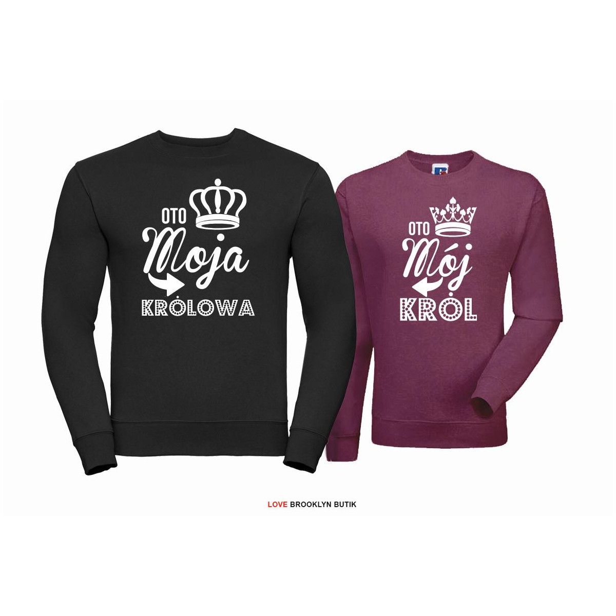 Bluza dla par Król & Królowa czarny-burgund