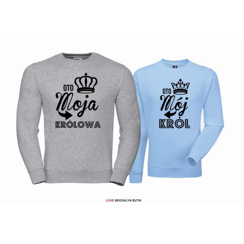 Bluza dla par Król & Królowa szary-błękitny