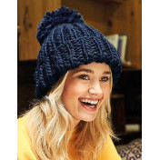 czapka POMPON PASKI /granatowy+czerwony/