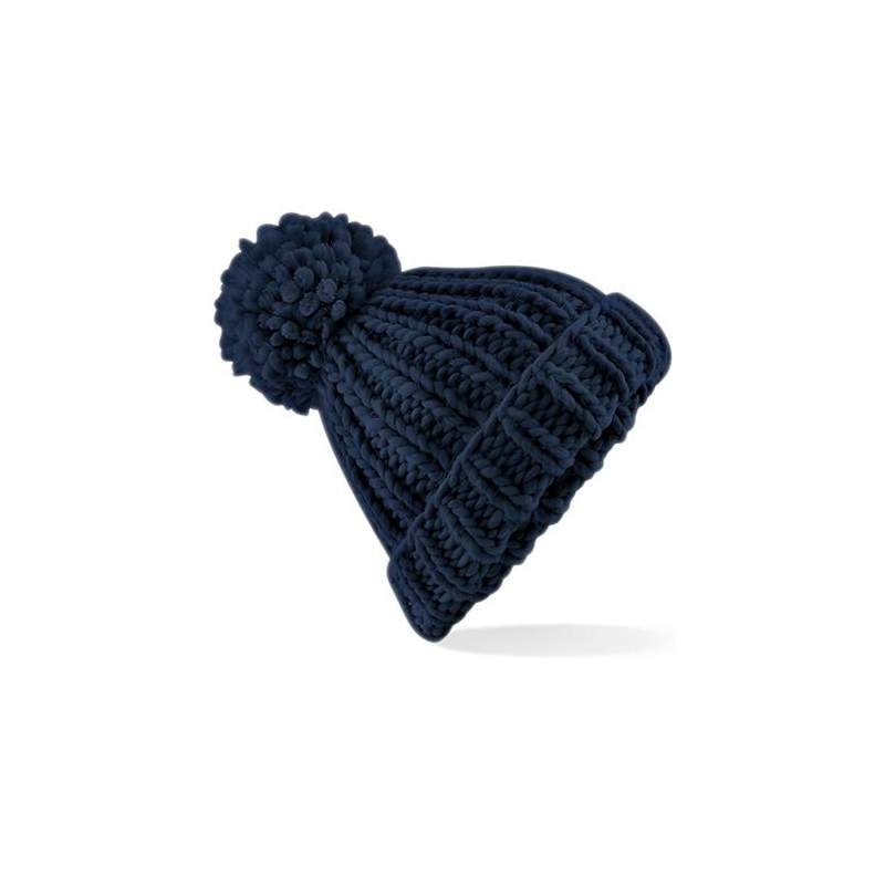 czapka POMPON PASKI /granatowy+czerwony/