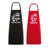 FARTUCH 2 SZT MÓJ KRÓL MOJA KRÓLAWA CZARNY-czerwony