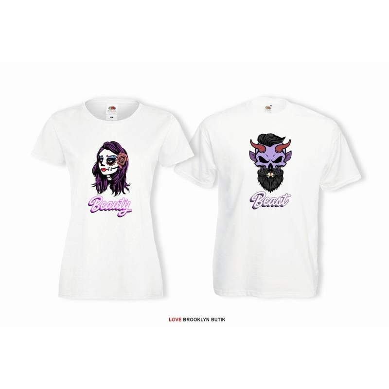 T-shirt lady i oversize DLA PAR 2 SZT BEAUTY & BEAST