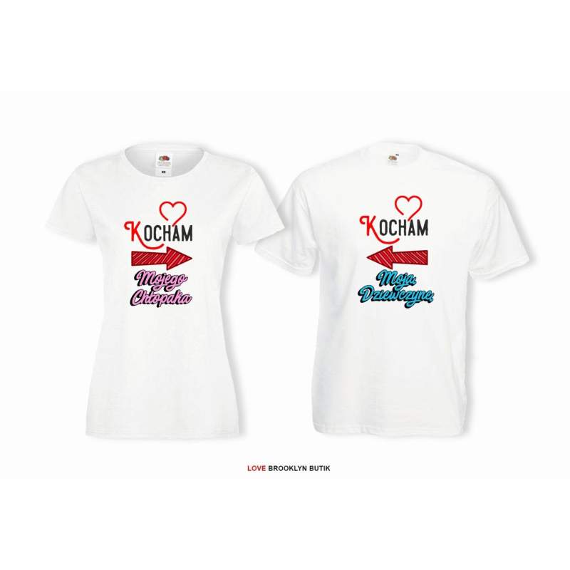 T-shirt lady i oversize DLA PAR 2 SZT KOCHAM MOJĄ & MOJEGO