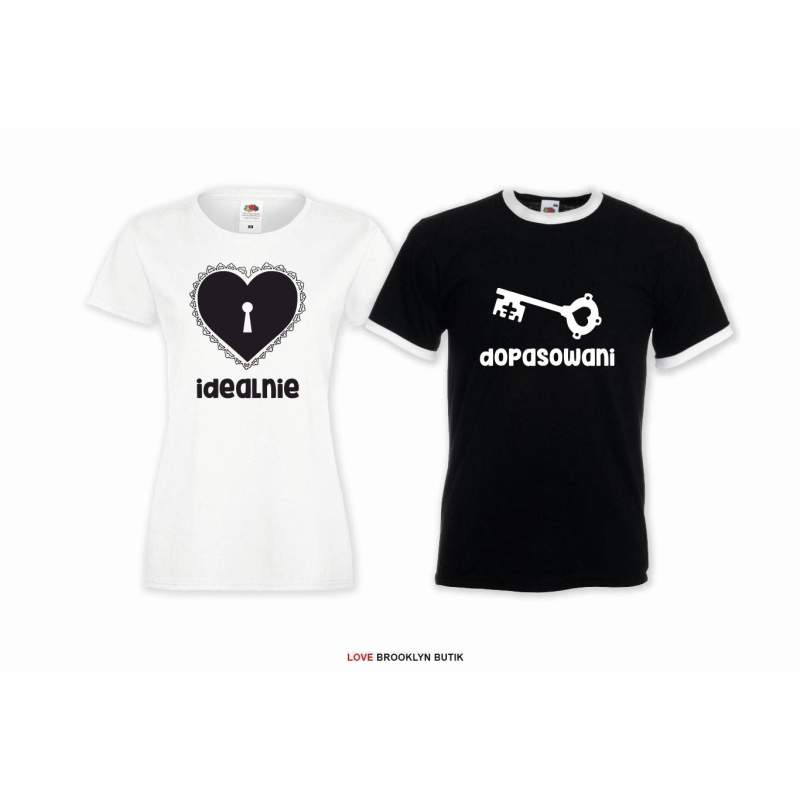 T-shirt DLA PAR 2 SZT IDEALNIE DOPASOWANI napis z przodu