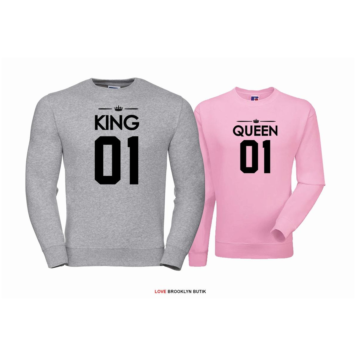 Bluza dla par Queen 01 & King 01 szary - pudrowy róż