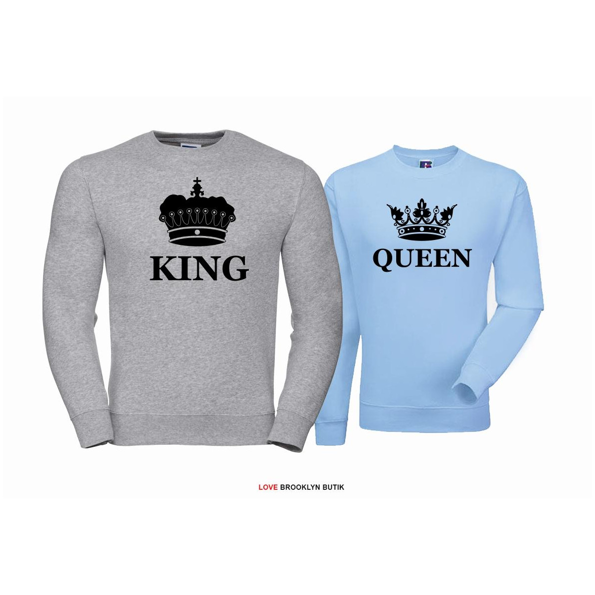 Bluza dla par Queen & King Corone szary - błękitny