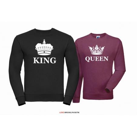 Bluza dla par Queen & King Corone czarny - burgund