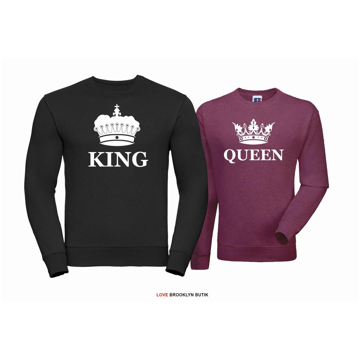 Bluza dla par Queen & King Corone czarny - burgund