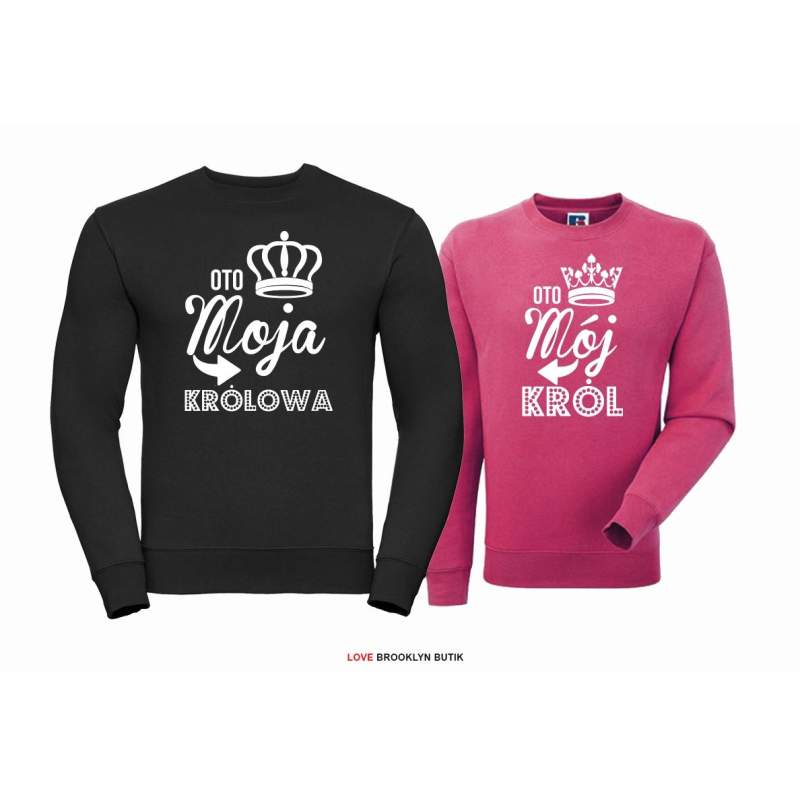 Bluza dla par Król & Królowa czarny-fuksja