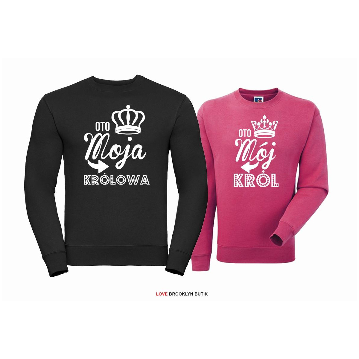 Bluza dla par Król & Królowa czarny-fuksja