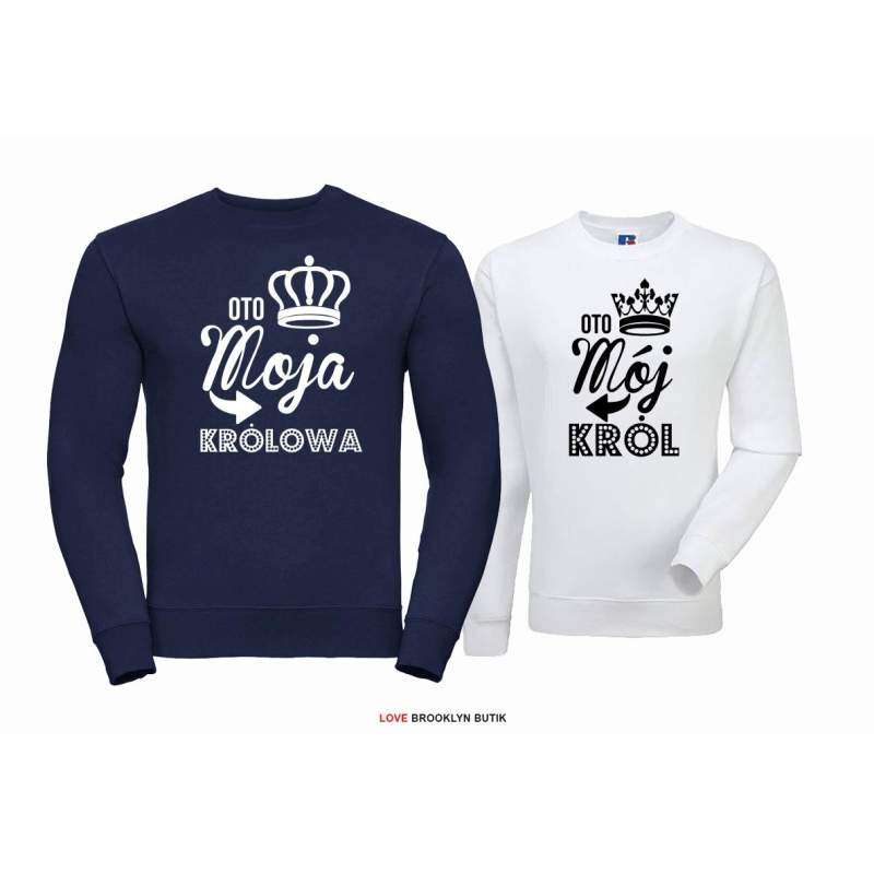 Bluza dla par Król & Królowa granat-biały