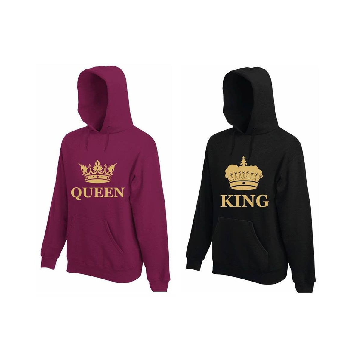 Bluza z kapturem DLA PAR 2 SZT QUEEN & KING GOLD