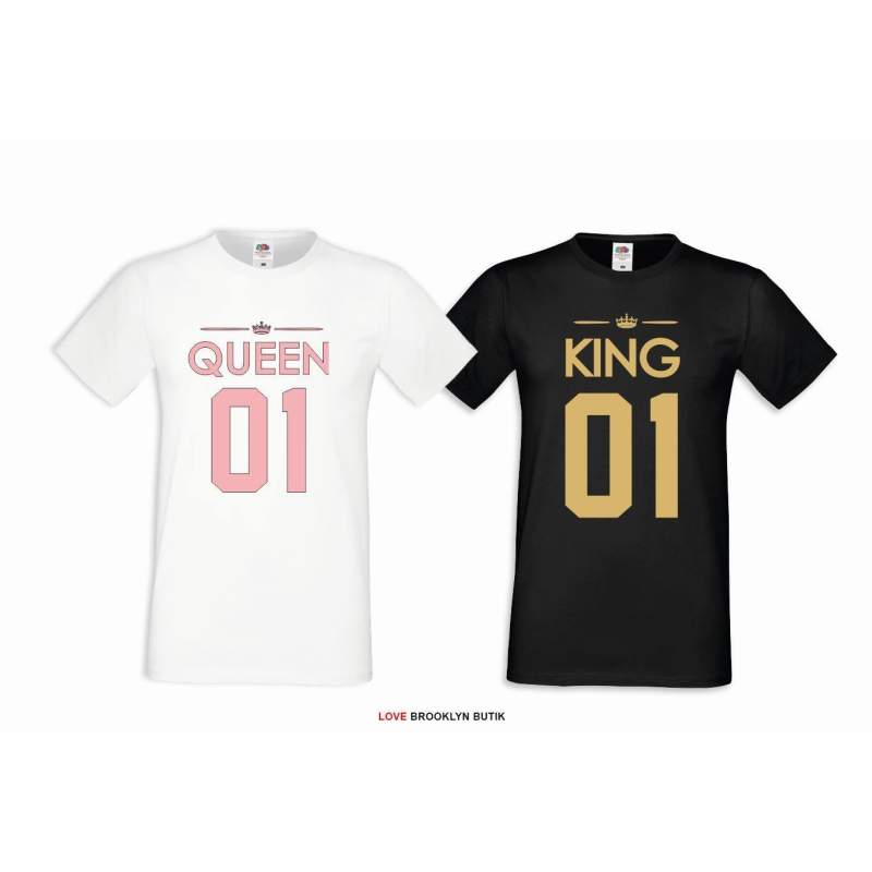 T-shirt DLA PAR 2 SZT QUEEN PINK & KING GOLD